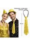Gold Color Sequined Sparkling Party Tie 33 cm