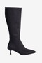 Women's Suede Boots Pointed Toe Short Heeled Zippered Clea Black