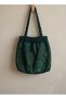 Women's Hand-Knitted Lace Detailed Lined Shoulder Bag - 4