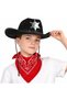 Children's Cowboy Hat with Badge Black & Red Bandana Scarf Set