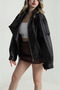 Crinkled Leather Lined Women's Coat