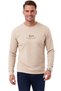 Men's Slim Fit Jacquard Textured Beige Sweatshirt – Lycra Soft Textured Crew Neck with Embroidery 2708516 - 2