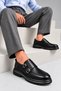 Fv011 Black Men's Classic Shoes Thick Soled Buckled Casual and Stylish Leather Shoes - 3