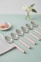 Set of 6 Stainless Steel Dessert Spoons Salmon Pink Handle 15 cm - 2