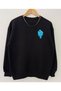 Black Double Combination Fire and Water Printed Crew Neck Sweatshirt - 2