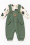 Baby Boy Set - Bear Patterned Long Sleeved T-Shirt - Socks - Salopet 3-Piece Set - 4