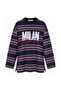 Women's Combed Cotton Fabric Letter Printed Crew Neck Striped Tunic 390.1