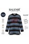 Women's Combed Cotton Fabric Letter Printed Crew Neck Striped Tunic 390.1 - 2