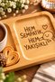 Espri Themed 2-Compartment Laser-Engraved Bamboo Coffee Presentation Tray "Both Sympathetic and Handsome" - 3