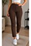 Women's Black High Waist Slimming Narrow Leg Blek Striped Fabric Trousers