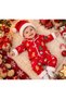 100% Cotton Long Sleeve Buttoned Christmas Themed Red and Green Soft Textured Bottom Top Girls Boys Unisex Baby Pajama Set - 3