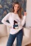 White Penguin Patterned Women's Fleece Plush Pajama Set - 5