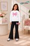Winter, Spring, and Autumn Girls' Black Spanish Flared Bottoms and White Sweat Top