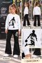 Winter, Spring, and Autumn Girls' Black Spanish Flared Bottoms and White Sweat Top - 2