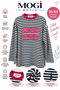 Women's Combed Cotton Fabric Letter Printed Crew Neck Striped Tunic 3260 - 3