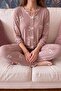 Coffee Oso Long Sleeve Knitted Women's Pajama Set - 5