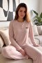 Pink Golden Salonic Long Sleeve Knitted Women's Pajama Set - 2