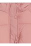 Pink Fur Hooded Girls' Water Repellent Coat - 2