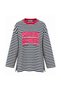 Women's Combed Cotton Fabric Letter Printed Crew Neck Striped Tunic 390.2