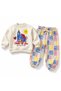 Girls' and Boys' 3-Ply Cotton Printed Sweathirt Pants Bottom and Top Set 2-8 Years - 3