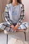 Blue Plaid Winter Patterned Women's Plush Pajama Set - 4