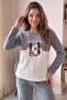 Gray Polar Bears Patterned Women's Polar Plush Pajama Set - 5