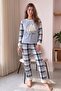 Blue Tree Patterned Women's Plush Pajama Set - 6