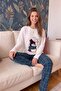 White Penguin Patterned Women's Fleece Plush Pajama Set - 3