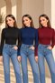 Women's Half Turtleneck Long Sleeve Slim Fit Basic Blouse