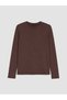 Nevavm with a Difference, Lcw Everyday Brown Interlock Plain Narrow & Slim Long Sleeve Women's Body - 3