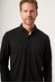 Black Buttoned Collar Textured Knitted Slim Fit Stretchy Shirt 1004265173 - 4