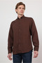 Brown Buttoned Collar Long Sleeve Pocketless Slim Fit Shirt 1004260165 - 3
