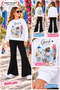 Winter, Spring, and Autumn Girls' Black Spanish Flared Bottoms and White Sweat Top - 2