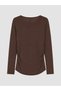 Nevavm with a Difference Lcw Curve Brown Combed Cotton Plain Oval Neck Long Sleeve Women's Blouse - 5