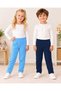 Girls Boys Cotton Ribbed Fabric 2-Piece Pajamas with Elastic Waist and Straight Legs
