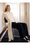Nevavm with Difference Lcw Vision Ecru Plain Stand Collar Long Sleeve Women's Blouse