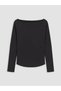 Nevavm with a Difference Xside Black Plain Boat Neck Long Sleeve Women's Blouse - 5