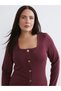Nevavm Farkıyla Soulife Burgundy Plain Square Neck Long Sleeve Women's Blouse