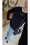 Hisna Navy Blue Long Sleeve Basic Sweatshirt - 4