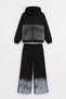 Black Girls' Sequin Detailed Hooded Cardigan Wide Leg Ribbed Tracksuit Set 24857 - 5