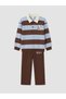 Brown Striped Boys' Thick Suit