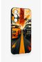 Samsung M34 Compatible Orange and Black Car Patterned Silicone Case - 3