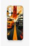 Samsung A14 Compatible Orange and Black Car Patterned Silicone Case - 2