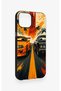 iPhone 13 Compatible Orange and Black Car Pattern Silicone Case - 3