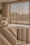Natural Jute Wicker Mesh Tulle Curtain |   Dark Beige Mink |   1X3 Dense Pleats |   Natural Textured Wicker Design |   Modern Decorative Tulle Curtain
