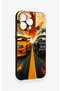 iPhone 13 Pro Max Compatible Orange and Black Car Pattern Silicone Case - 3