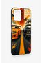 Vivo Y21 Compatible Orange and Black Car Patterned Silicone Case - 3