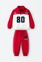 High Collar Zipper Detailed Top and Bottom Set for Boys with Writing on the Front - 2