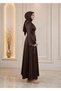 Zara Satin Belted Evening Dress Bitter Brown - 3