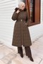 Snap Fastener Geometric Patterned Nova Coat Tsd260307 Brown - 3